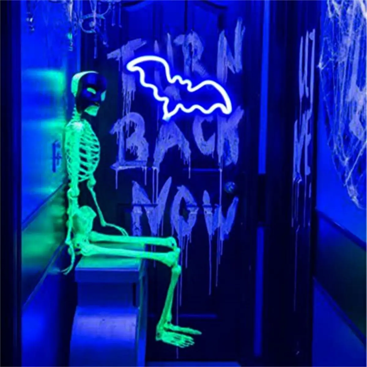 1pc Halloween Decorative LED Bat Neon Lights, For Wall Decor, Bat Shaped Lights, Battery Or USB Powered, Halloween Party, Bar