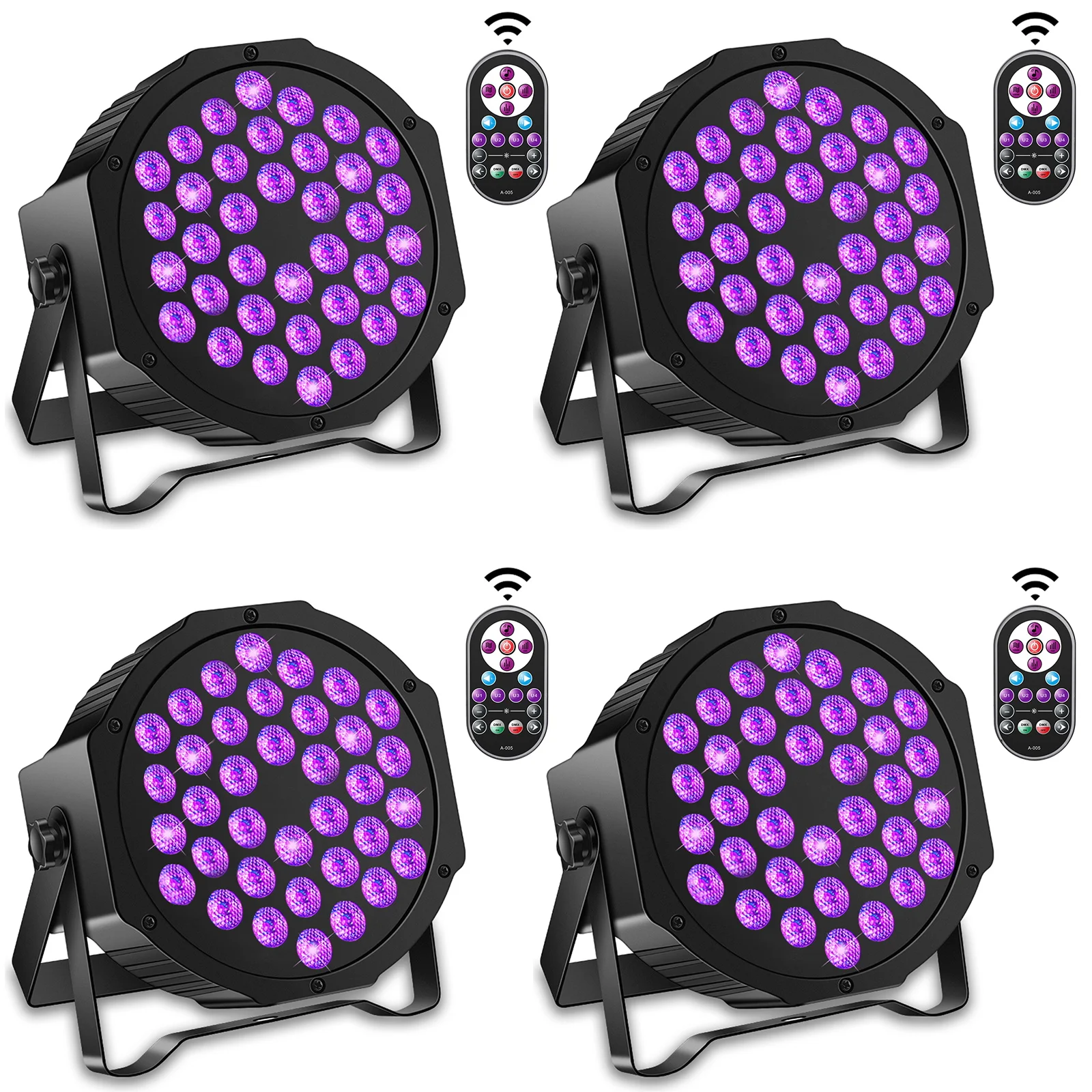 U'King 4PCS 36 LED Stage Flat Par Lighting 36W UV Blacklight RGB DMX512 Effect DJ Disco Party Christmas Bar Club Show Lights