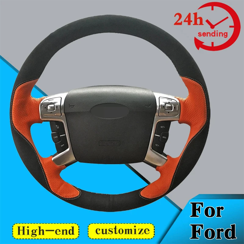 Custom Car Steering Wheel Braid Cover Soft 100% Fit For Ford Mondeo 2007-2012 CHIA-X S-MAX 2007 2010 2011 2012 2013 2014 2015