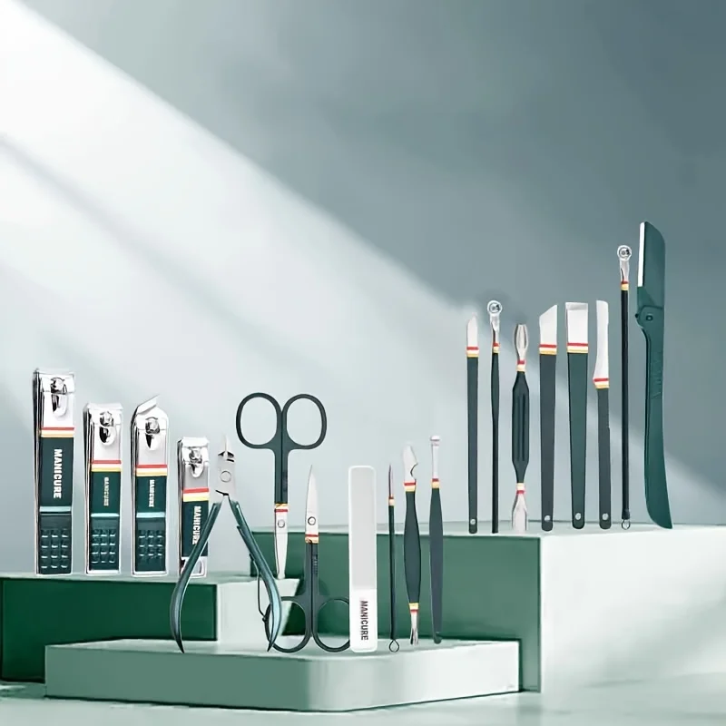 プロ仕様20点ネイルケアキット ステンレス製 マニキュア＆ペディキュアセット 爪切りセット トラベルケース付き