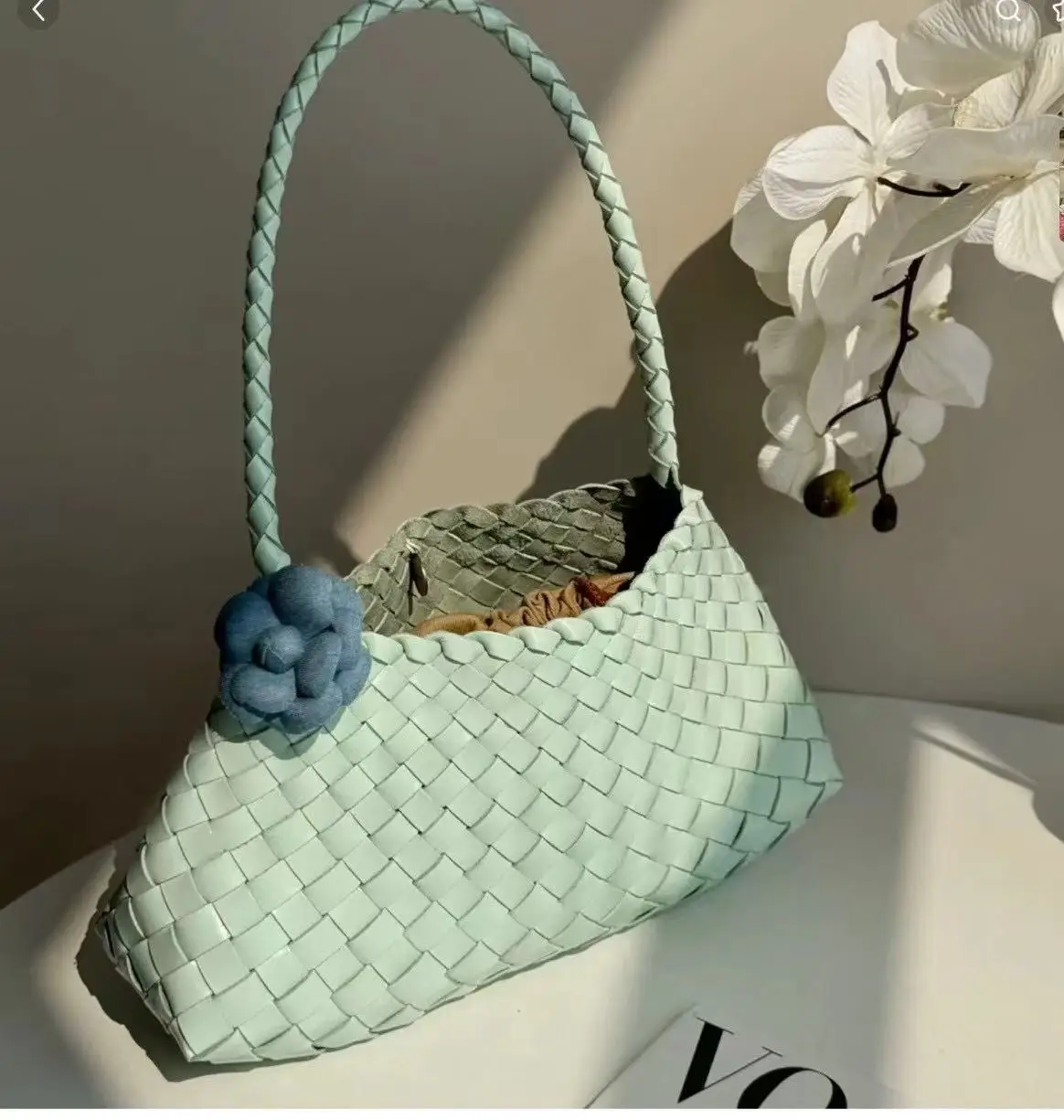 

Single oulder Pure Color Dumpling aped Leather Handbag Casual Sle 2025 New Lightweight Basket Tote Bag