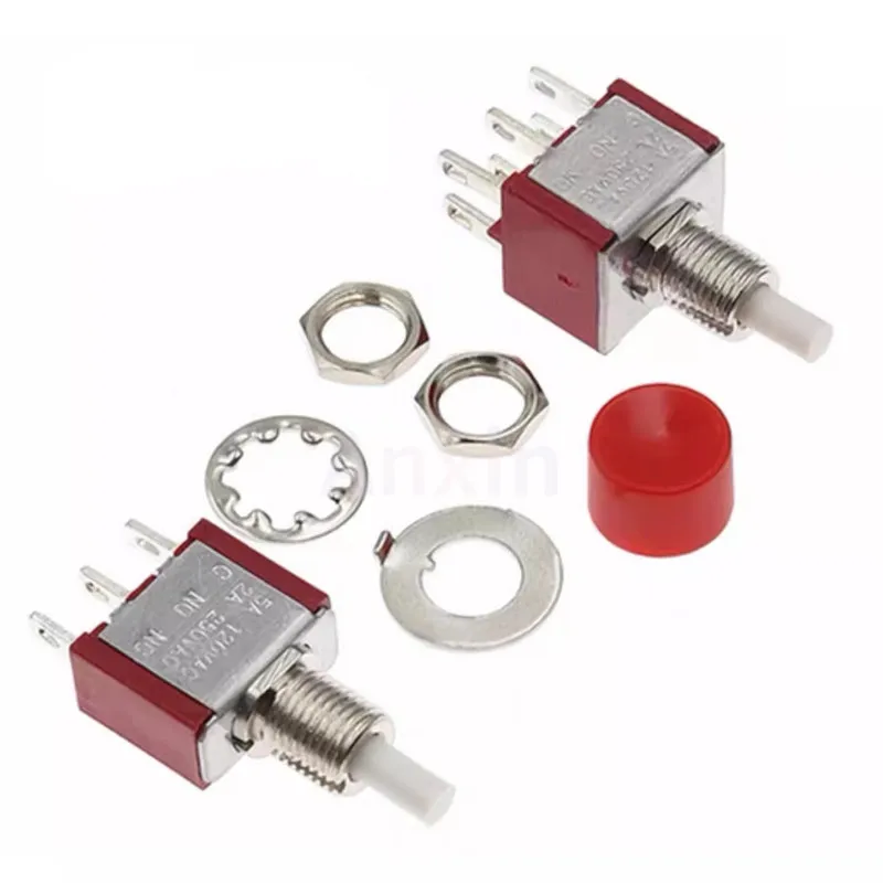 5 SZTUK 3-PINOWY C-NO-NC 6MM Mini Przycisk Chwilowy z Automatycznym Powrotem ON-ON 2A 250V AC 5A 120V AC DS-612 MTS-102M PS-102