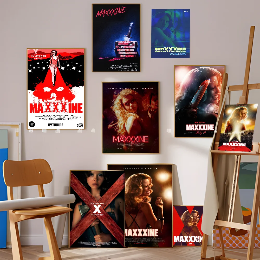 Maxxxine 2024 New Horror Movie Anime Posters Sticky Whitepaper Sticker DIY Room Bar Cafe Kawaii Room Decor