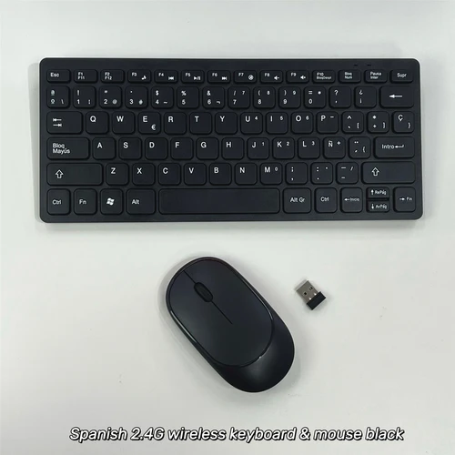 Imagen 2 del producto Mini conjunto combinado de teclado y ratón inalámbricos, francés, español, ruso, coreano, 2,4G, para Notebook, portátil, Mac, ordenador de escritorio