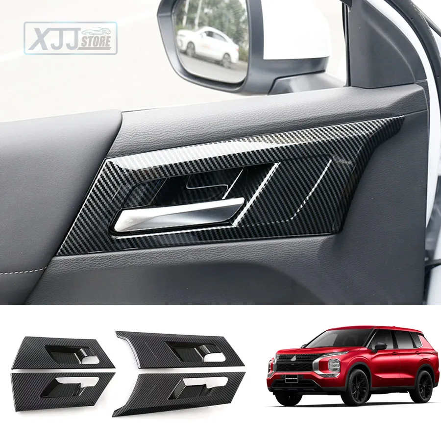 

4PCS For Mitsubishi Outlander 2023 2024 Carbon Fiber Door Handle Bowl Frame Trim Stickers Covers Car Accessories