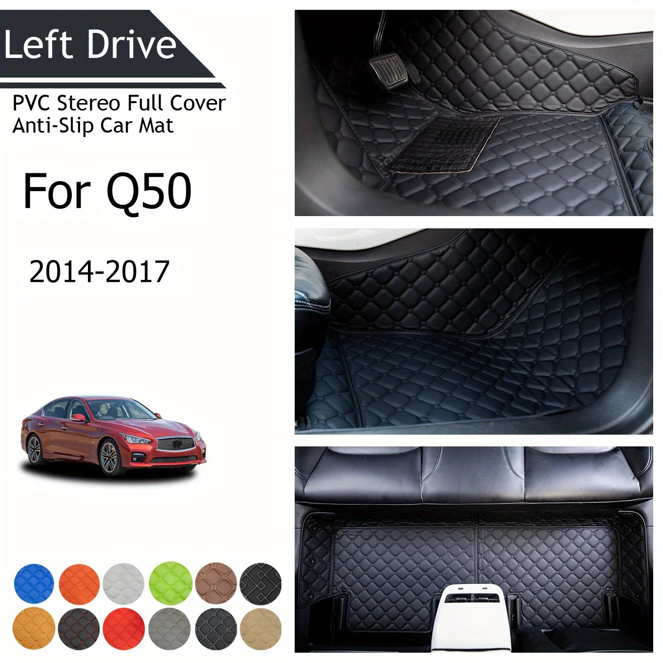 

TEGART 【LHD】For Infiniti For Q50 2014-2017 Three Layer PVC Stereo Full Cover Anti-Slip Car Mat car accessories