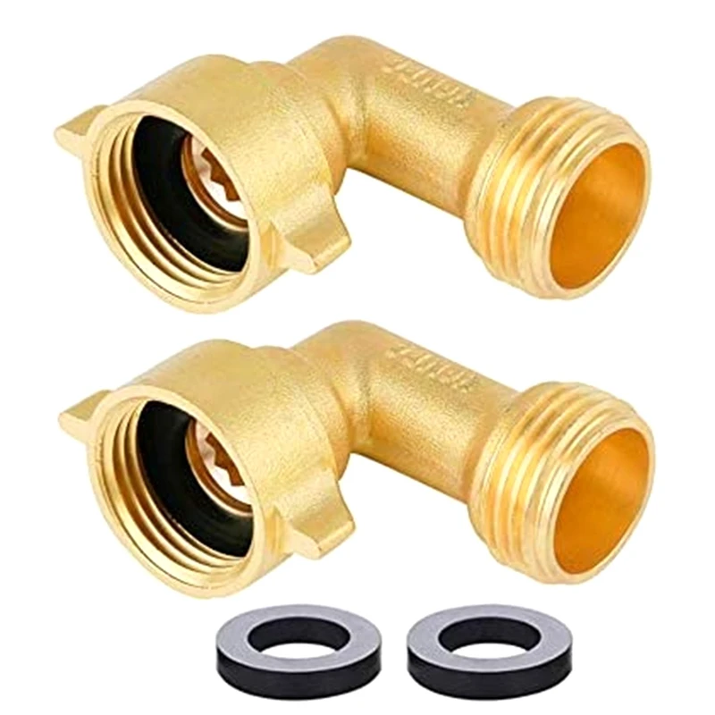 

90-Degree Garden Hose Faucet Connector Elbow 3/4 Inch Hose Brass Garden Hose Connector For RV Water Hookups&Residential Faucets