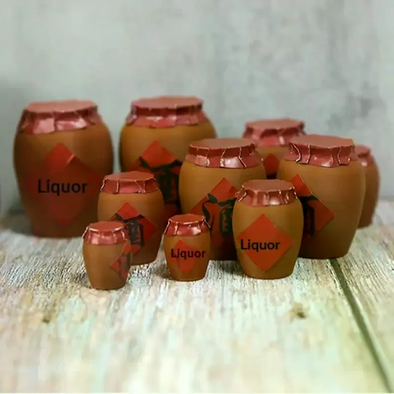 

1 Set Kitchen Scene Decoration Toy 1:12 Dollhouse Miniature Retro Simulated Beverage Jar Vinegar Prop Model Doll House Accessory