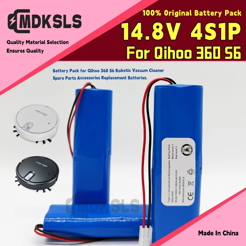 

New 14.8V 12800mAh Battery Pack for Qihoo 360 S6 Robotic Vacuum Cleaner Spare Parts Accessories Replacement Batteries.MDKSLS