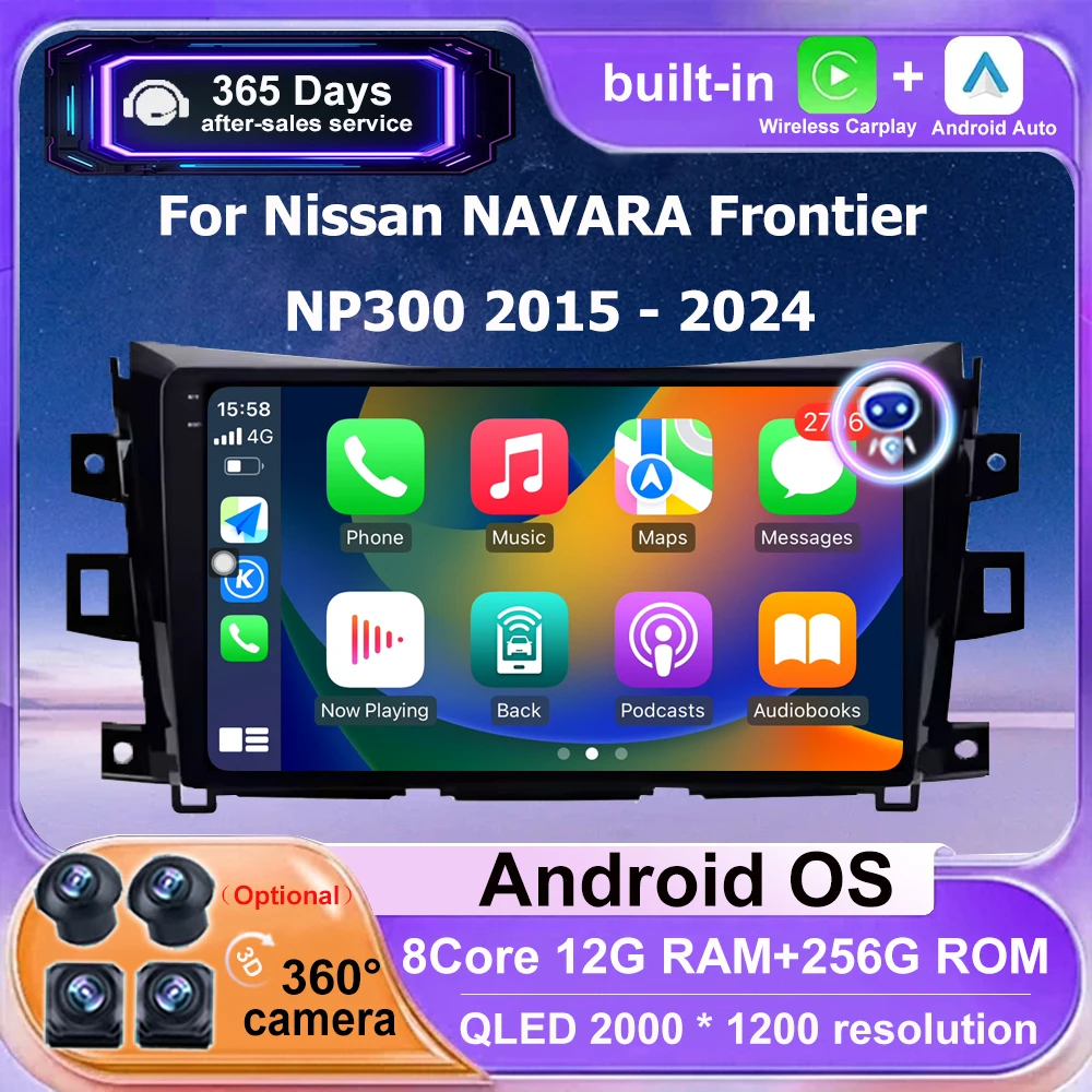 

10-дюймовый для Nissan NAVARA Frontier NP300 2015-2024 Android 16 Автомобильный радиоприемник Мультимедийный плеер Инструменты для GPS-навигации BT Carplay