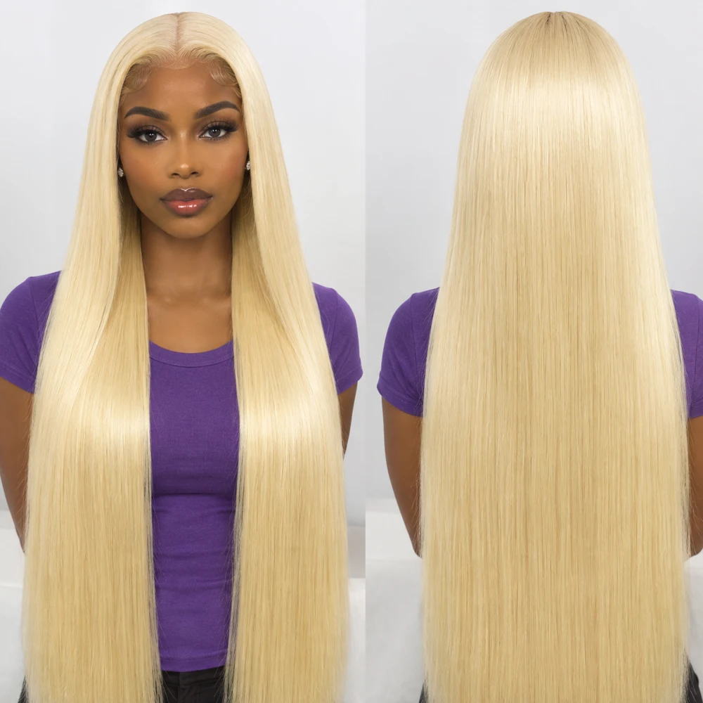 100% Remy Hair Wigs Bone Straight 613 Blonde Wigs Human Hair Pre Plucked 13x4 HD Lace Frontal Human Hair Wigs For Women 180%