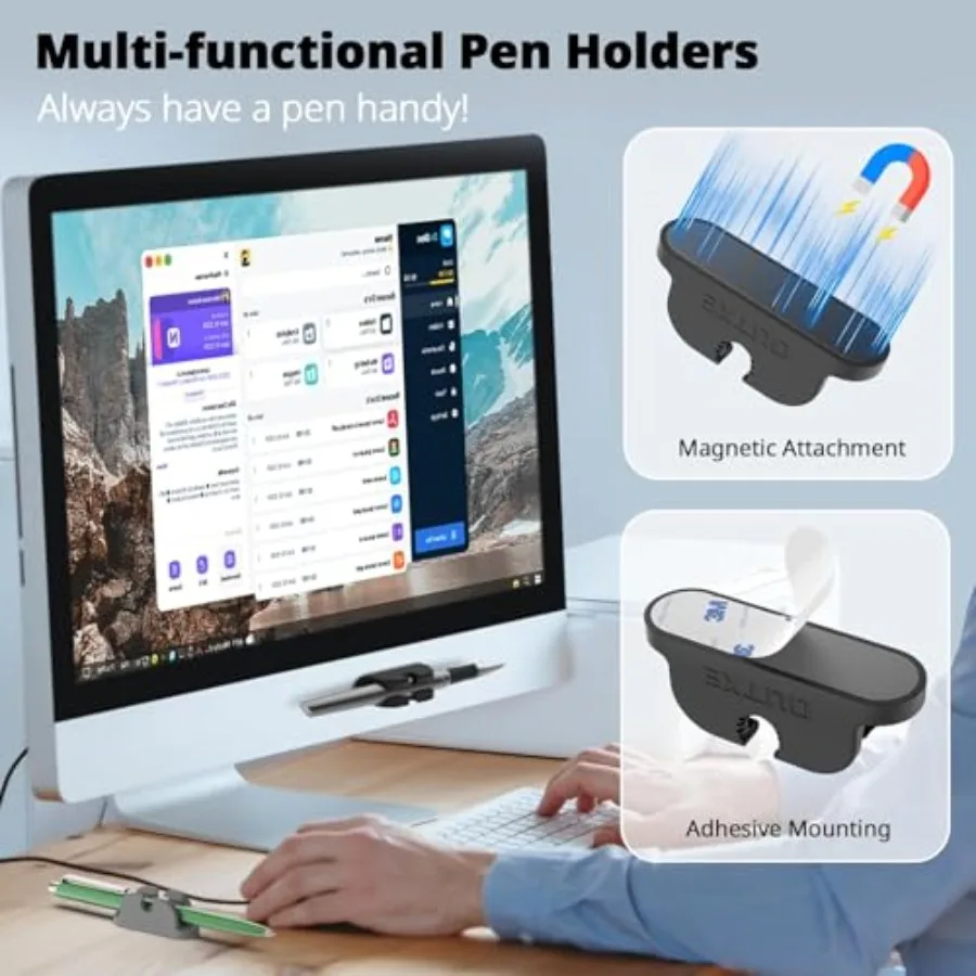 Magnetic and Adhesive Pen Holder with Dual Slots - Easy Organize and Access Pencil, Pen, Marker- Perfect for Desk, Wall, Refrig