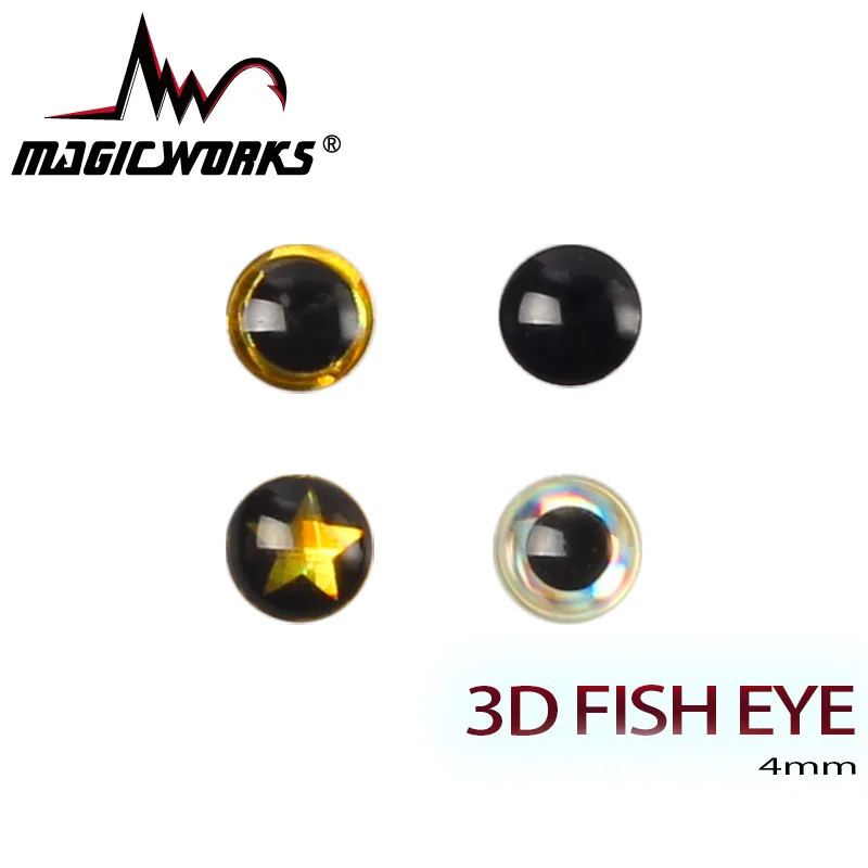 

MAGIC WORKS 100pcs/lot 4mm 3D Fishing Eyes DIY Material For Jig Hard Lure Plastic Lure Fishing Lure Fishing Accessories Tackle