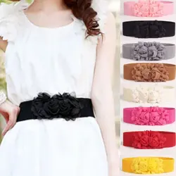 Stretch Waistband Wide Waist Belt Women Rose Flower Elastic Stretch Waistband Corset Cincher Minimalist Waistband