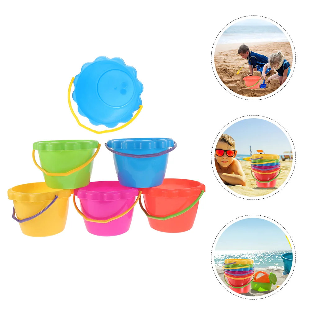 6 pçs balde de brinquedo de praia água jogar areia ferramenta escavar baldes sandcastle portátil fornecimento plástico brinquedos do bebê