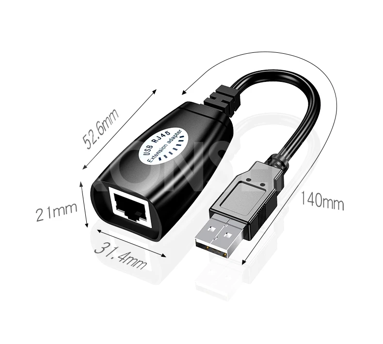 USB-удлинитель, адаптер 50 м, один RJ45 Ethernet CAT5E 6 до 150 футов, кабель USB 2,0, удлинитель, адаптер для ноутбука, видеорегистратора, мыши
