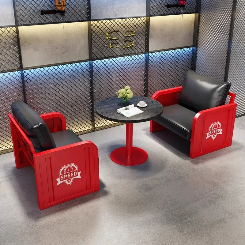 Custom Industrial Style Meeting Reception Studio Gym Rest Area Waiting Sofa Personality Coffee Table Set