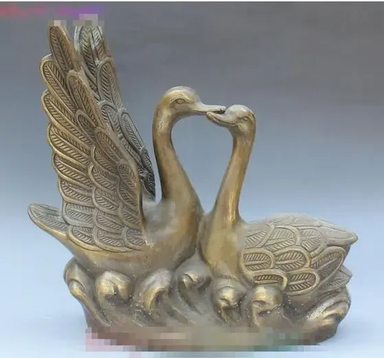 

Китайская фольклорная Статуэтка фэншуй с двумя лебедями, скульптура взаимной любви, 11 дюймов