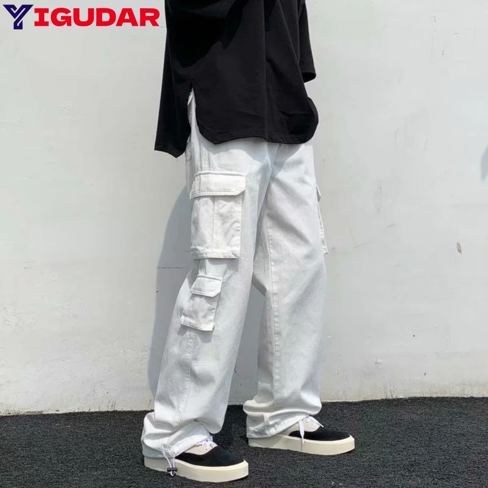 

Casual Pants Men Cargo Summer Thin Pockets Retro Fashion High Street Loose Trousers Daily Simple Clothes Harajuku y2k streetwear