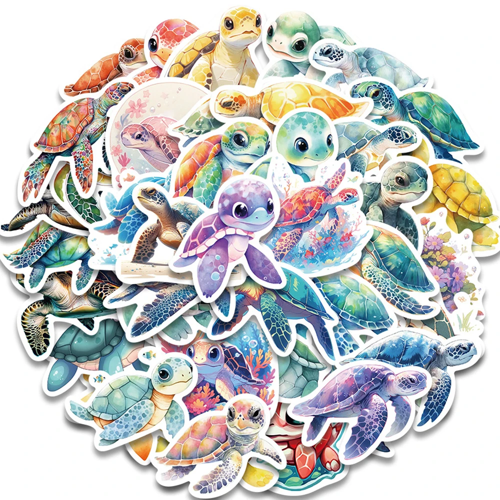 Paquete de 10/30/50 Pegatinas de Tortugas Marinas Coloridas y Lindas, Pegatinas Decorativas para Teléfono, Equipaje, Casco, Papelería, Estilo Graffiti
