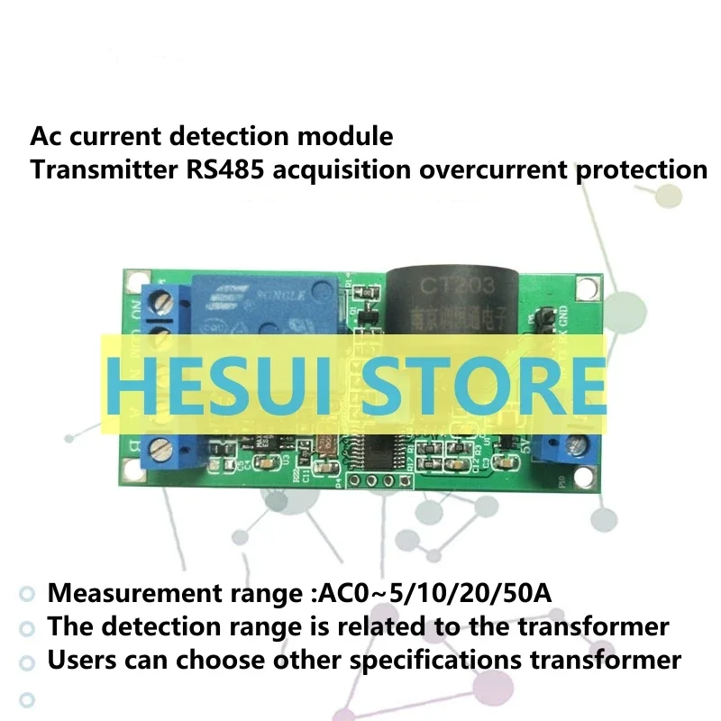 Ac current detection module transmitter RS485 acquisition AT i acquisition AT instruction MODBUS protocol overcurrent protection