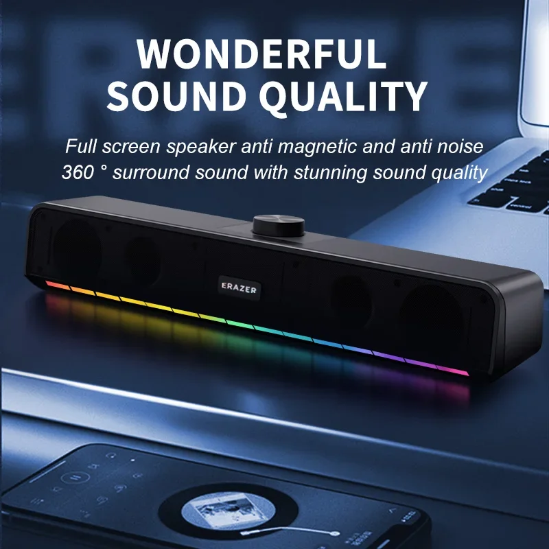 Lenovo w09 usb com fio bluetooth 5.3 alto-falantes de mesa rgb efeito de luz colorida alta fidelidade grau surround efeito som alto-falantes do computador