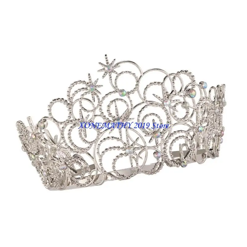 

F42F Elegant Party Headbands Crown Hair Hoop for Birthday Wedding Queen Headpiece for Girls Show Stage Costume