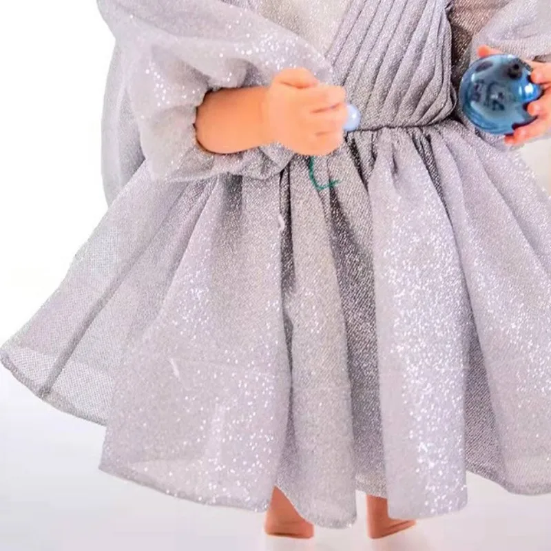 Baby Girl Princess Silver Bling Dress Long Sleeve Infant Toddler Teen Vintage Bow Vestido Party Birthday Xmas Baby Clothes 1-14Y