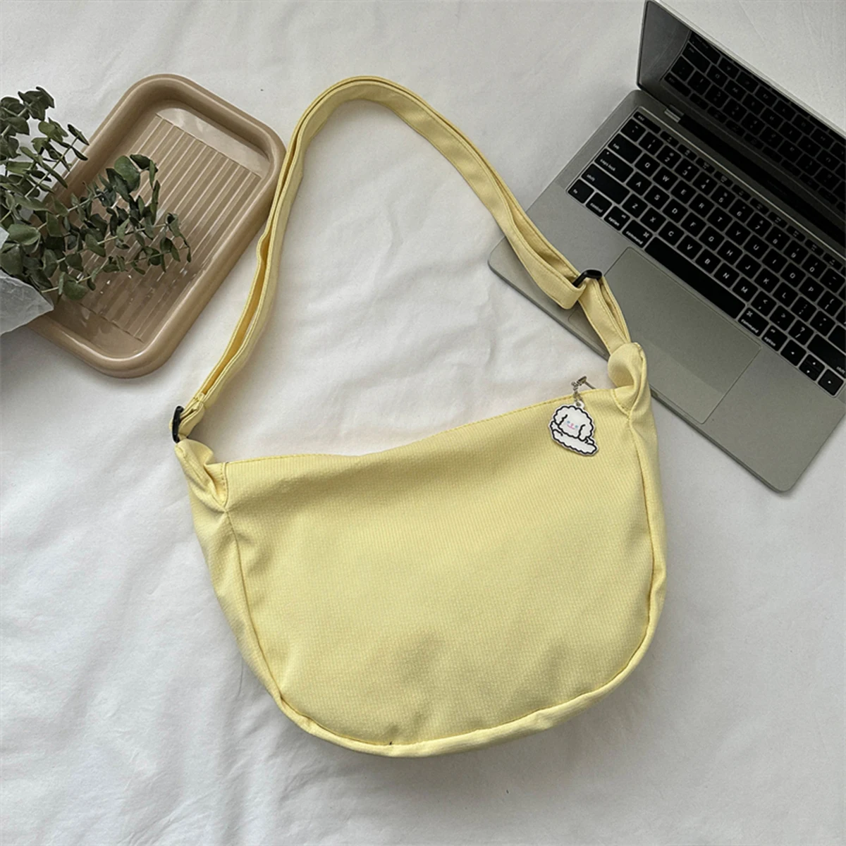 Minimalist Crossbody Bag with Puppy Pendant - Spacious & Stylish Scratch-Resistant Nylon Shoulder Bag  for Daily Essentials image 6