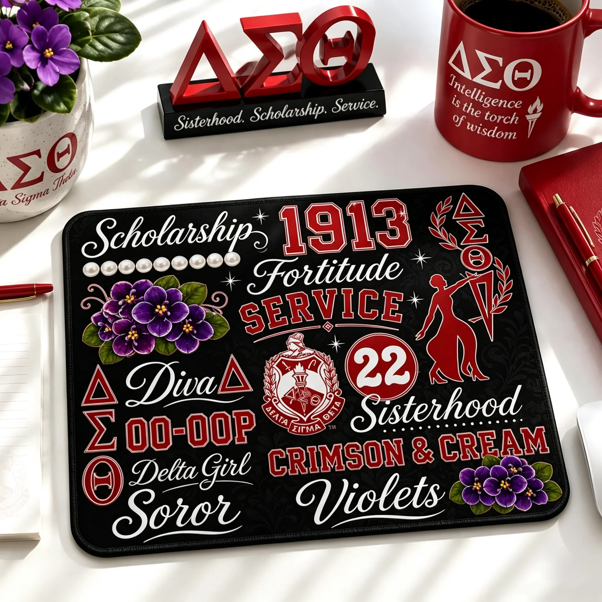 Delta Sigma Theta „All Things Delta“ Mauspad Laptop-Zubehör Mauspad Kleine Mausmatte PC-Dekoration Spielmatte Schreibtischunterlage