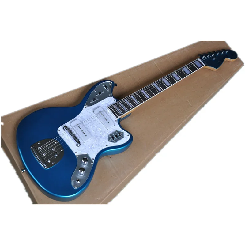 Metal Blue 6 Strings Body Electric Guitar With Rosewood Fingerboard ,Chrome Hardware,can Be Customized