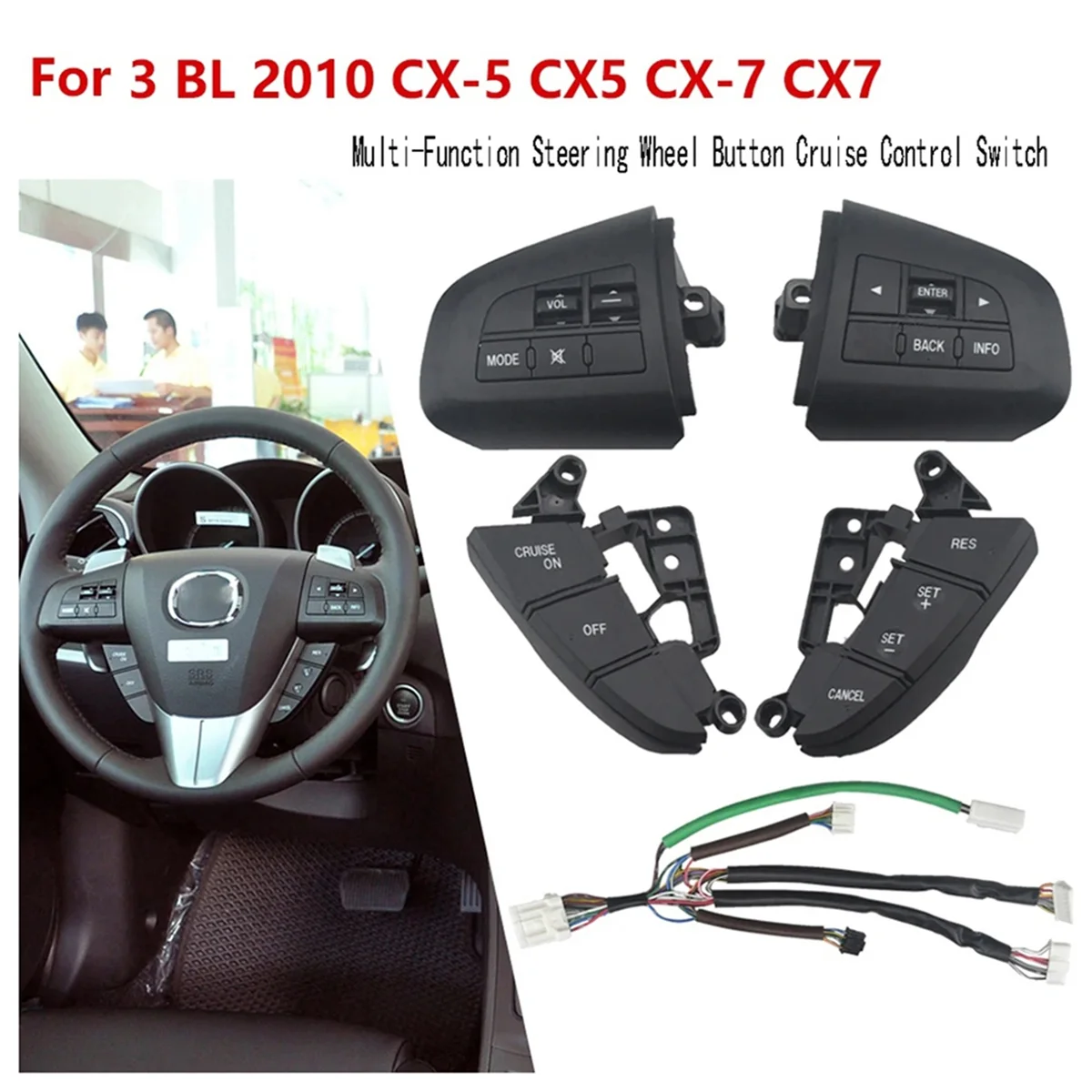 

Multi-Function Steering Wheel Button Cruise Control Switch for Mazda 3 BL 2010 CX-5 CX5 CX-7 CX7 Volume Control