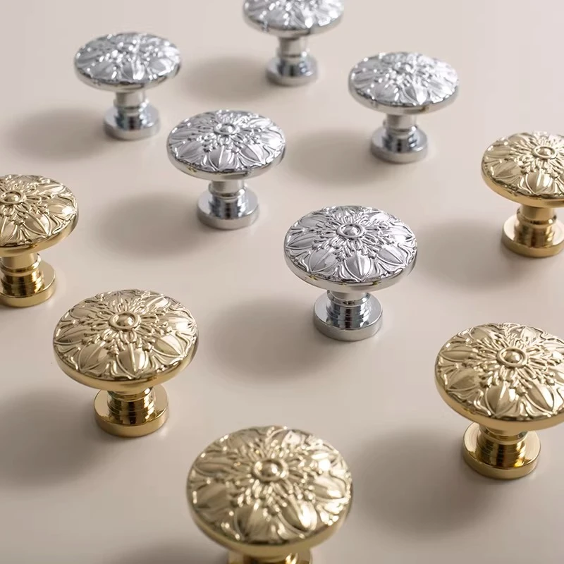 Brass French European Shoe Cabinets Drawers Knobs Hardware Furniture Handles Wardrobes Doors Gold Silver Snowflake Small Handles