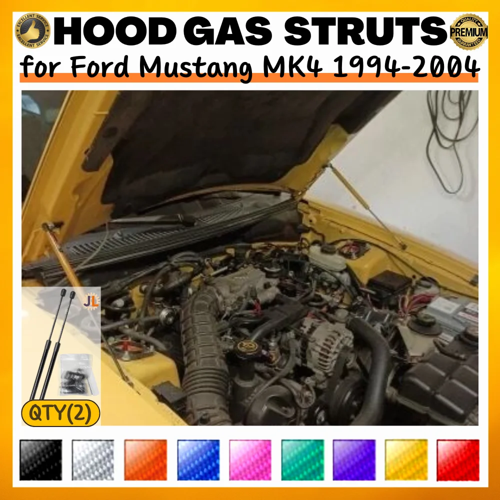 Qty(2) Hood Struts for Ford Mustang MK4 1994-2004 Front Bonnet Modify Gas Springs Shock Absorber Lift Supports Dampers