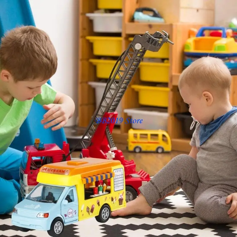 Q0KB – voiture crème glacée réaliste/restauration rapide, véhicule à tirer, modèle voiture à collectionner