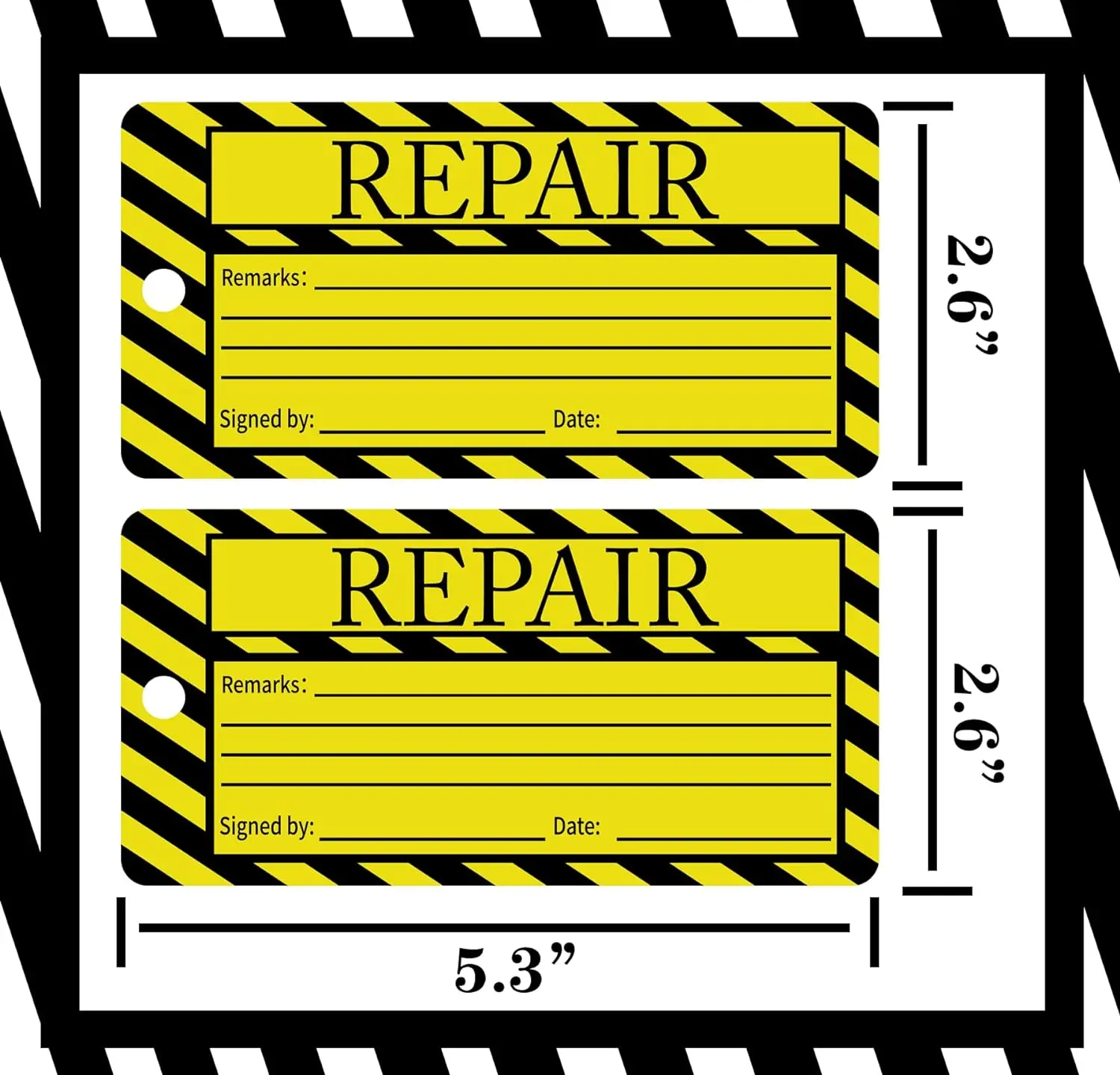 2.6*5.3 Inch Repair Tags Maintenance Required Tags Quality Control Yellow Tags for Equipment Production Quality Control 100 pcs