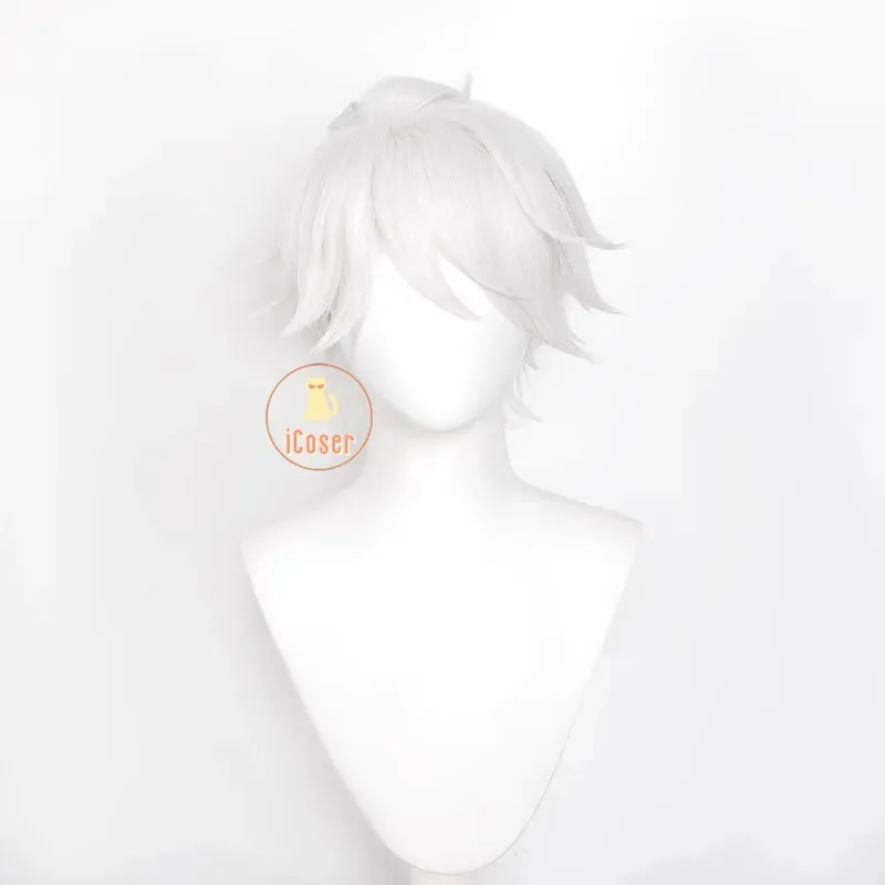 25COSAnime To Be Hero X Ghostblade شعر مستعار تأثيري أبيض قصير الشعر حفلة الهالوين للنساء الرجال كرنفال الدعائم ملحق شعر مستعار مجاني