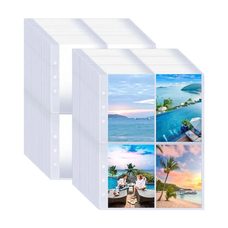 10pcs/Pack A5 Card Sleeves Binder Sheets 1/2/4 Pocket Pages for Postcard Sports Baseball Cards Protector Photo Album Binder