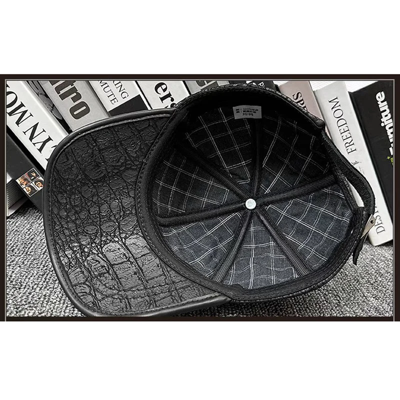 New 2025 Sports Baseball Cap Men Genuine Leather Duck Tonue Hats Male Casual Punch Hockey Golf Leather Printed