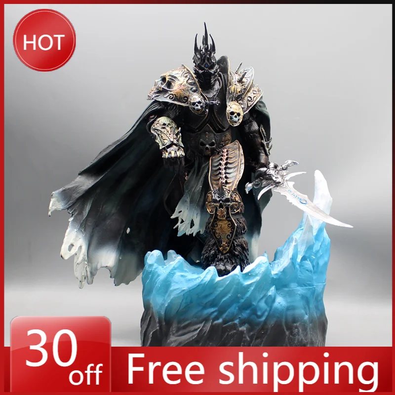 36cm Arthas Lich King Frozen Throne Game Peripheral Can Emit Light Pvc Model Statue Ornament Craft Toy Collections Gift for Boy