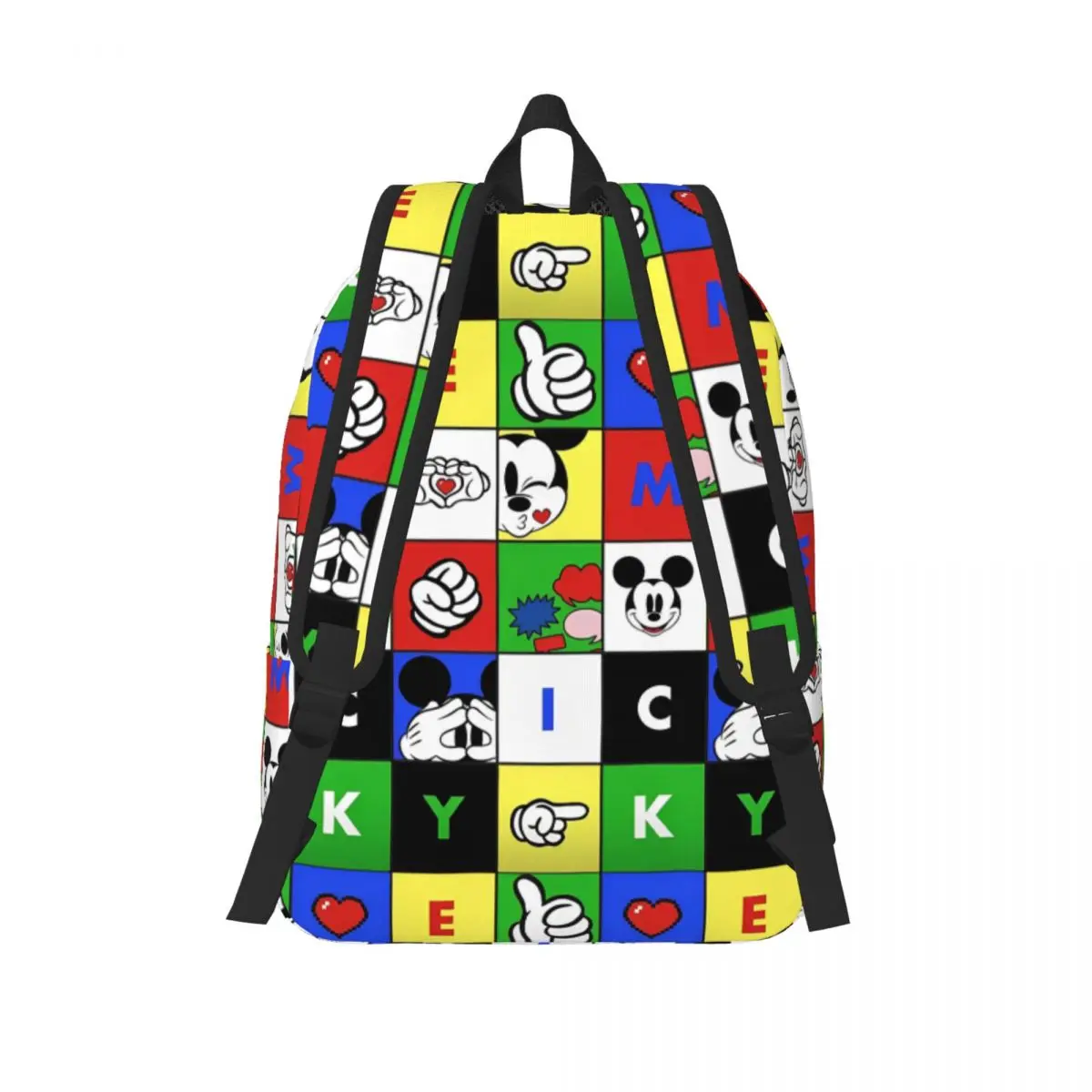 ミッキーマウスレタープリントバックパックスポーツバックパック若者おかしいスクールバッグ高品質通気性リュックサック
