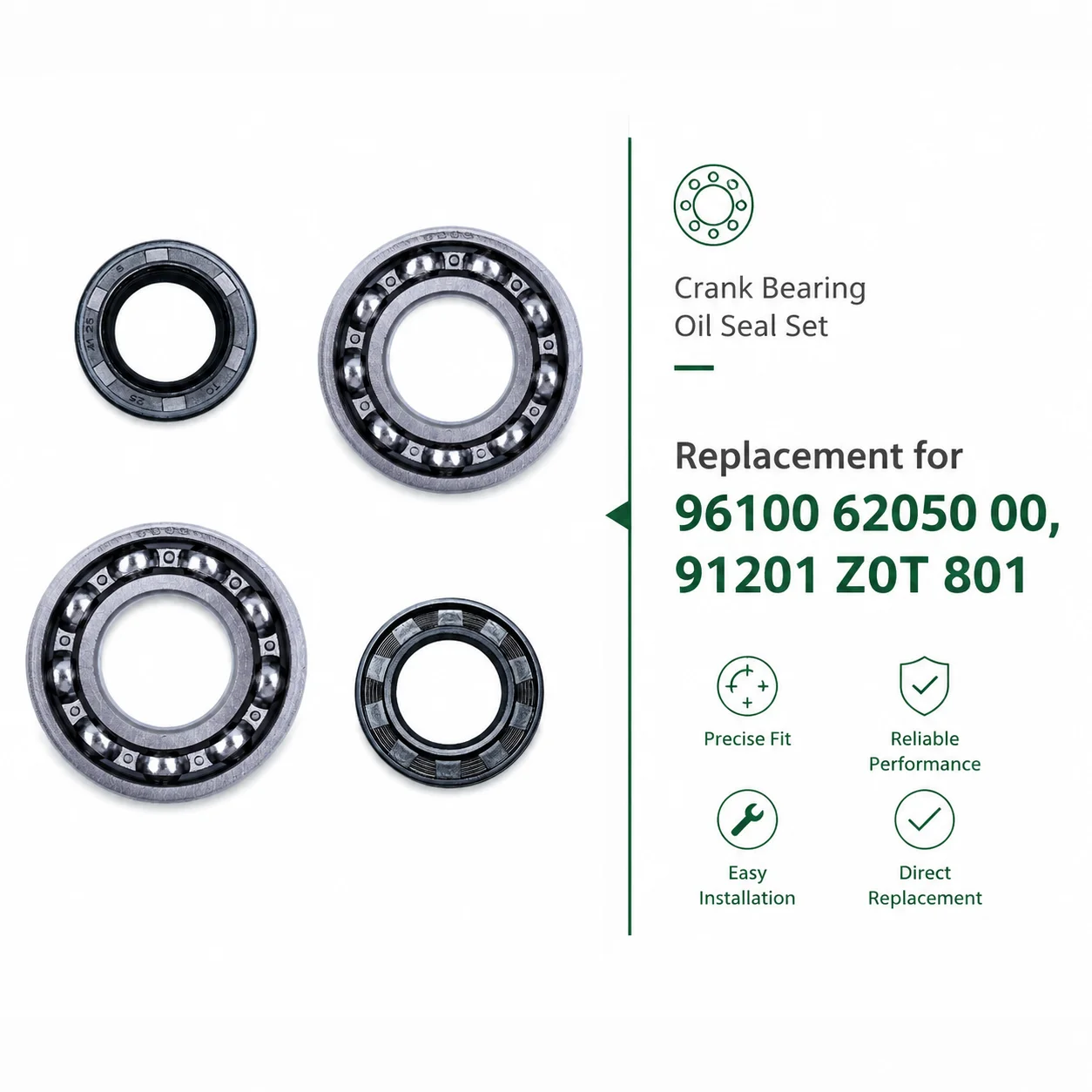 Crank Bearing Oil Seal Kit For Honda GX160 GX200 6205 Bearing OEM 96100-62050-00 91201-Z0T-801 Replacement Small Engine Parts
