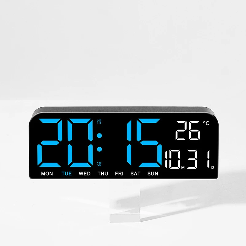 Large Screen Digital Alarm Clock Temperature Humidity Date Display Timing Countdown 4 Level Brightness Adjustment Table Clock