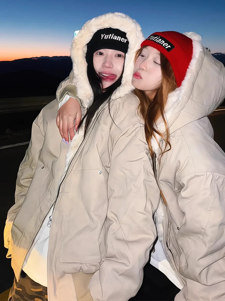 

Утепленная мужская зимняя куртка из хлопка в американском ретро-стиле, теплая, морозостойкая, для пар, молодежная, повседневная, универсальная