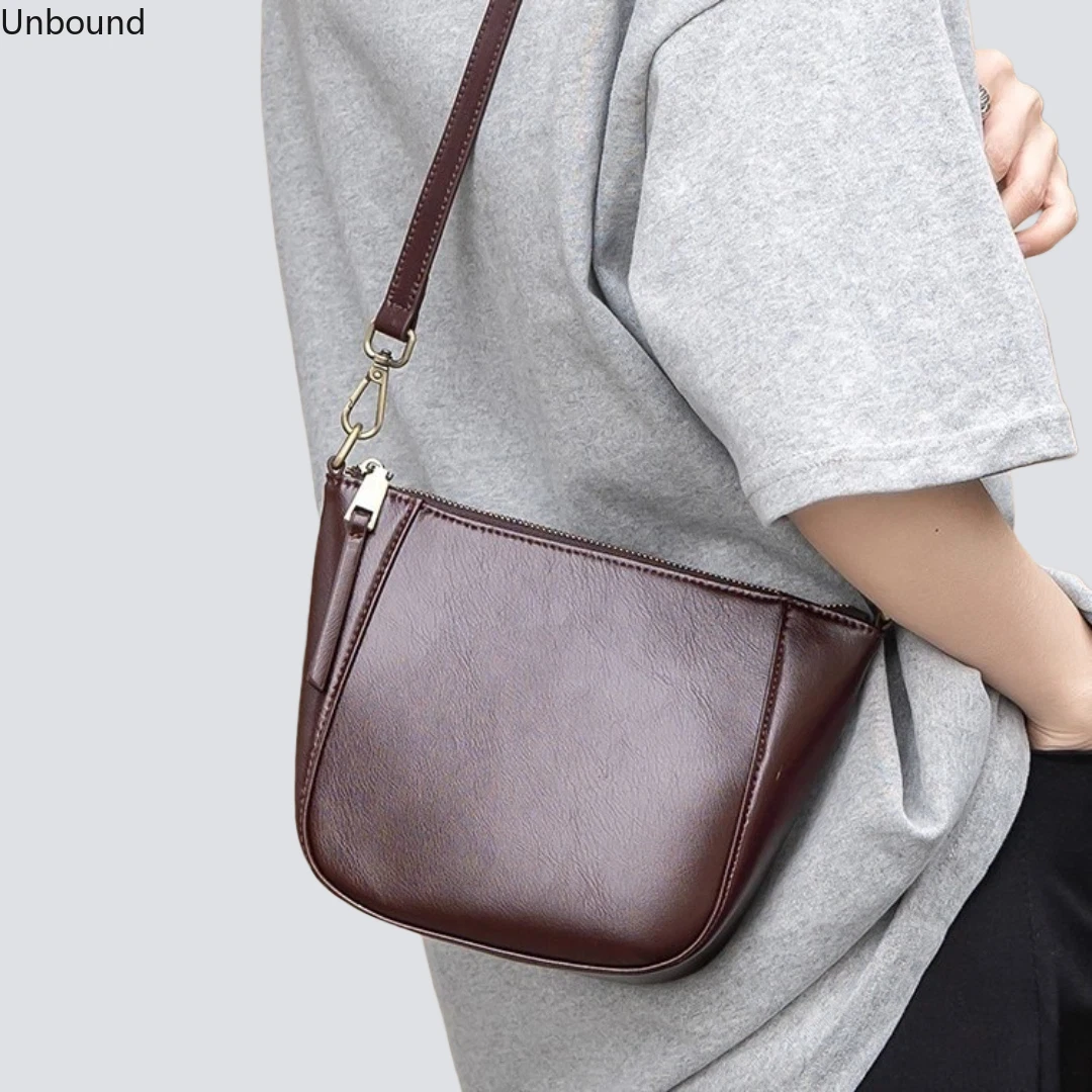 

Top Grain Genuine Leather Womens Coin Wallet Crossbody Shoulder Bag Compact Versatile Soft Leather Commuter Handheld Purse New