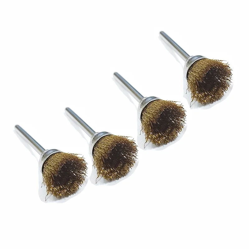 9 Pieces of Metal Derusting Wire Brass Wheel Brush Set, Polished 3mm Handle with Rotary Tool