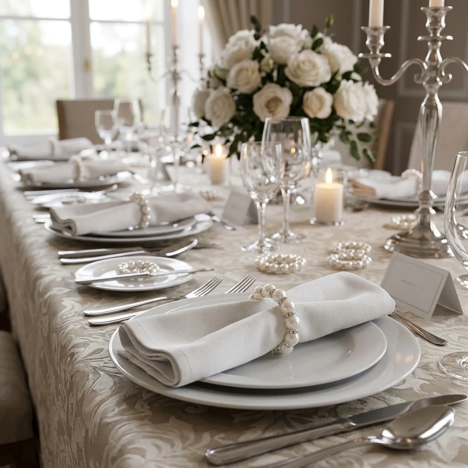 30PCS Elegant Silver Napkin For Rings Imitation For PEARL and Rhinestone Holders for Table Decor on Special for occasions