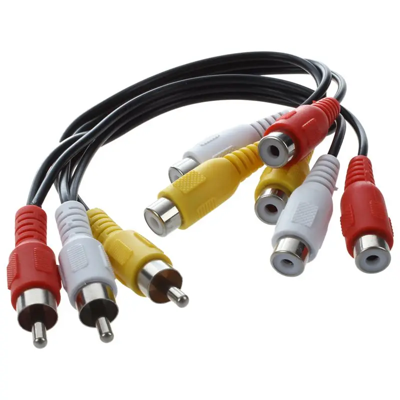 3 rca ذكر إلى 6 RCA أنثى قابس الفاصل ، كابل محول الصوت والفيديو AV ، جديد