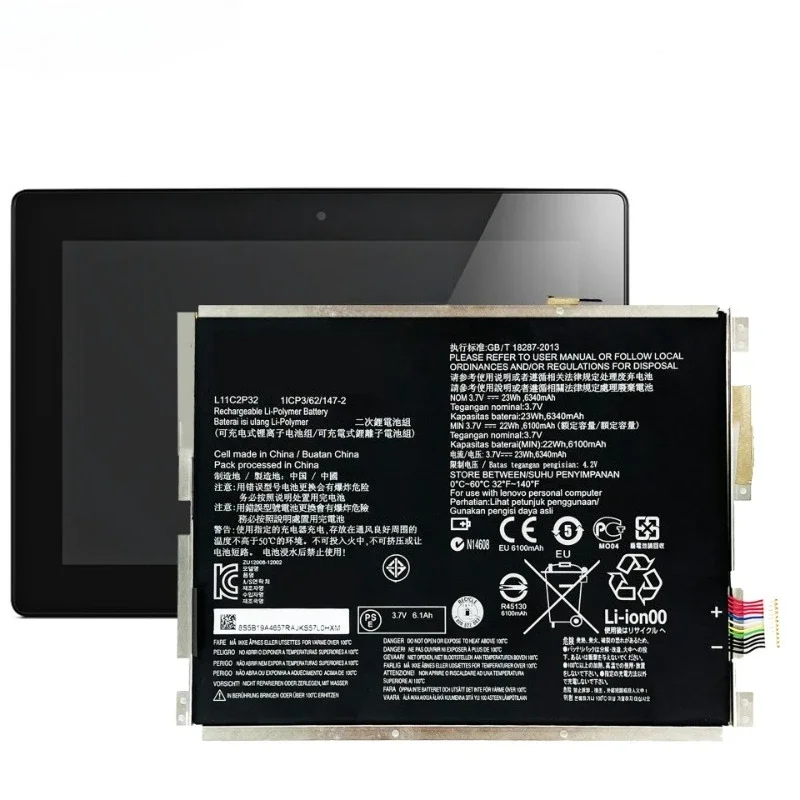 L11C2P32 3.7V/6340mAh Battery for Lenovo IdeaTad S6000 S6000-F S6000-H A7600 A7600-HV A7600-F A10-80 A10-80HC S6000F/H L12D2P31