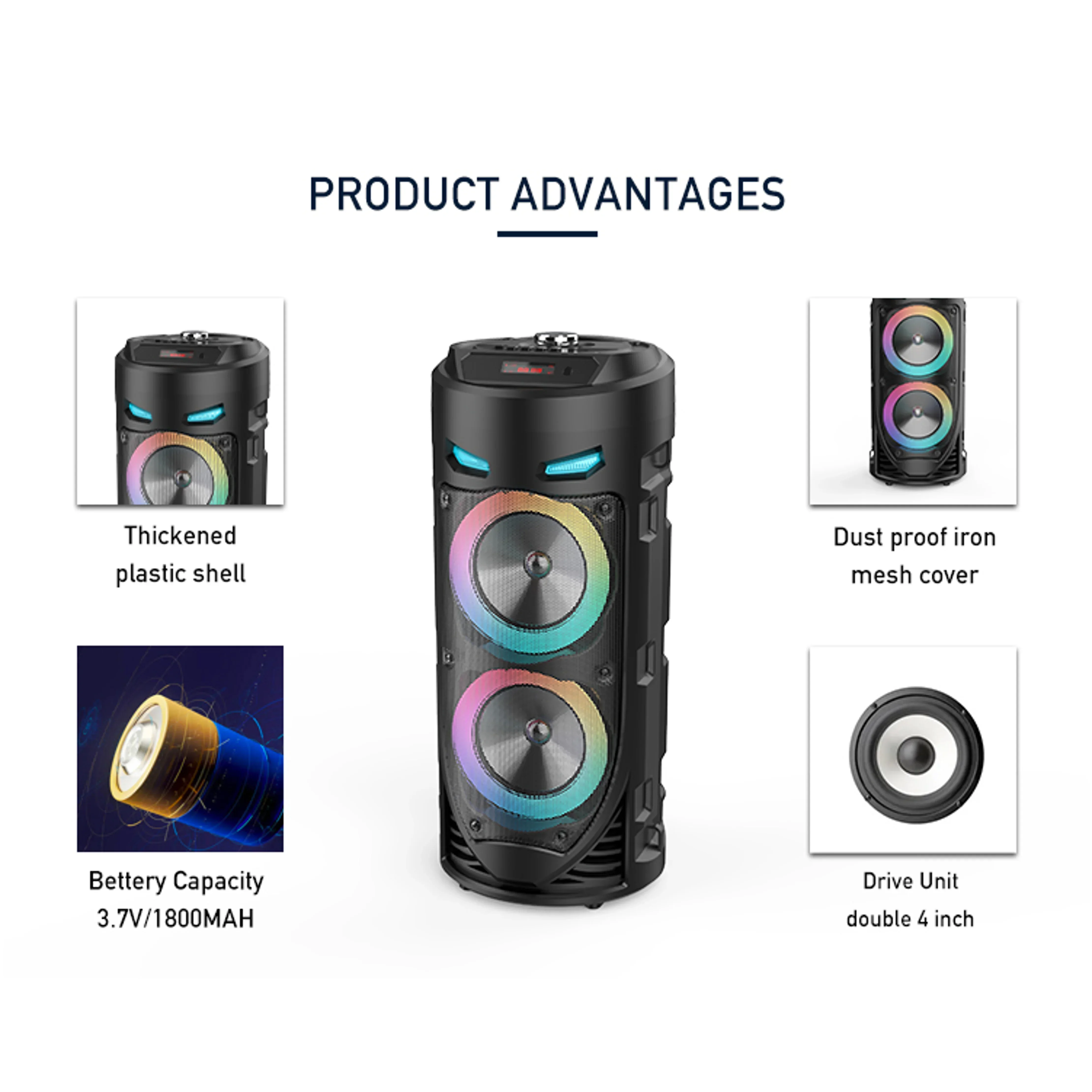 

30W Wireless Column Big Power Stereo Portable Bluetooth Speaker Subwoofer Bass Party Speakers with Microphone Family Karaoke USB